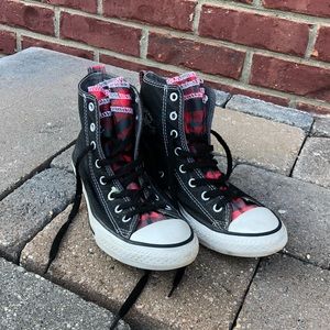 HighTop Classic Converse With Plaid Detail